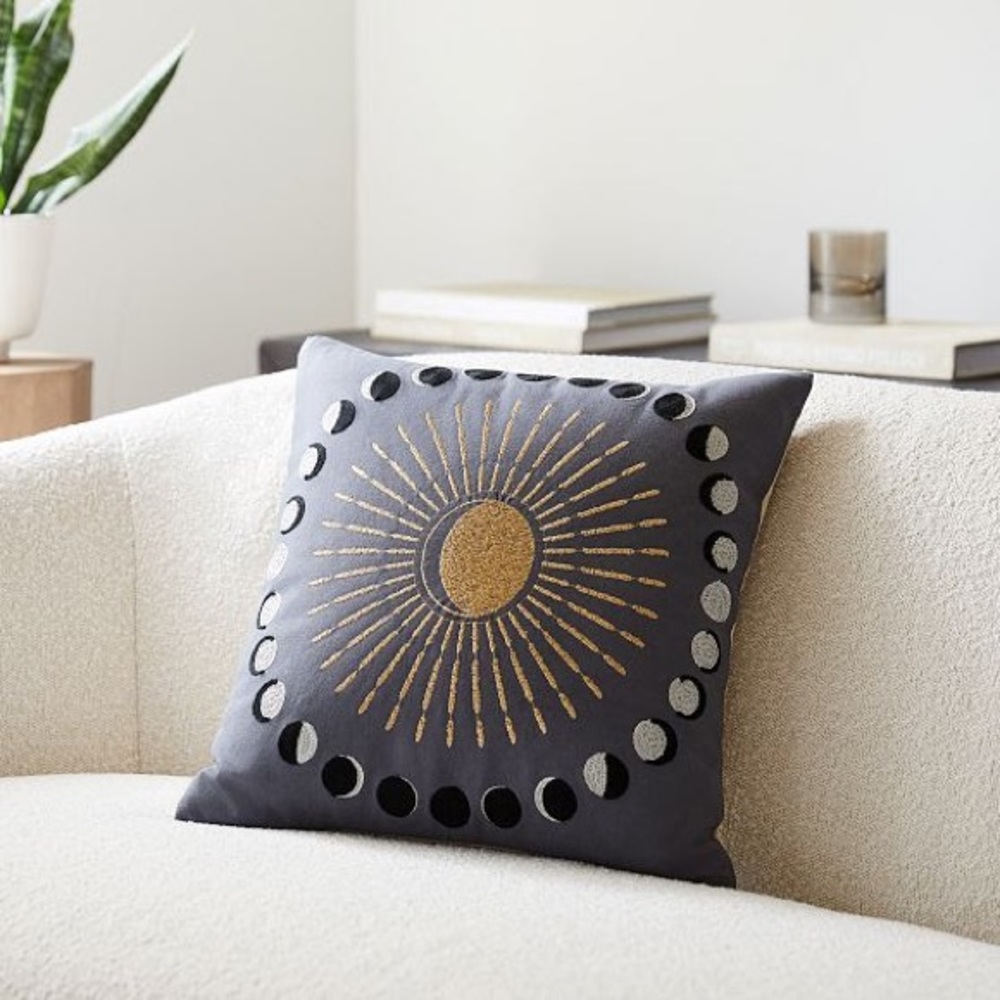West Elm Moon Phases Pillow Cover & Down Alternative Insert